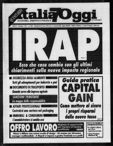 Italia oggi : quotidiano di economia finanza e politica